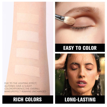 HHLTOH 4 Colors Vanilla Nude Eyeshadow Palette, Light Beige Pink Ivory White Quads, Matte & Shimmer Soft Blendable Eye Shadow, Natural Everyday Makeup for Mature Skin, Vegan, Sombras de Ojos