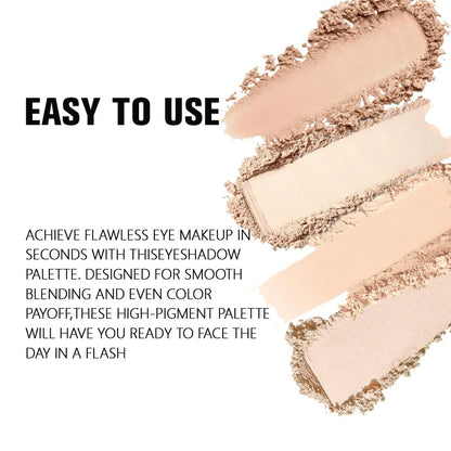 HHLTOH 4 Colors Vanilla Nude Eyeshadow Palette, Light Beige Pink Ivory White Quads, Matte & Shimmer Soft Blendable Eye Shadow, Natural Everyday Makeup for Mature Skin, Vegan, Sombras de Ojos