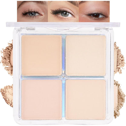 HHLTOH 4 Colors Vanilla Nude Eyeshadow Palette, Light Beige Pink Ivory White Quads, Matte & Shimmer Soft Blendable Eye Shadow, Natural Everyday Makeup for Mature Skin, Vegan, Sombras de Ojos