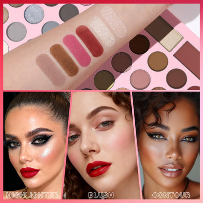 UCANBE 86 Colors Makeup Palette with 15PCS Brushes Set, Matte Glitter Eyeshadow, Highlighter, Blush & Contour All in One – Vibrant, Neutral & Smoky Shades – Valentine’s & Birthday Holiday Gift Set